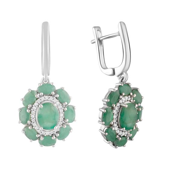 Срібні сережки зі смарагдом 6.132ct