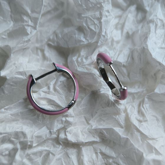 Срібні сережки з фіанітами, емаллю