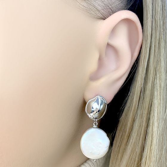 Срібні сережки з перлами бароковими 23.855ct