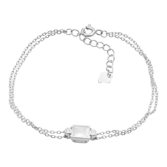 Silver bracelet with cubic zirconia