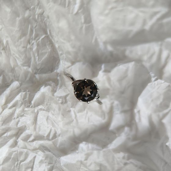 Срібна каблучка з раухтопазом (димчастим кварцом)