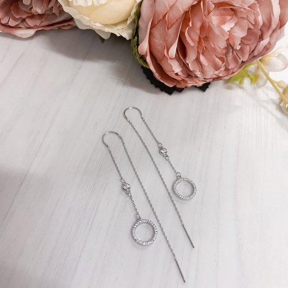 Срібні сережки з фіанітами