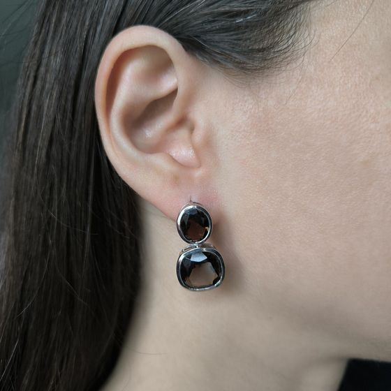 Серебряные серьги с раухтопазом (дымчатым кварцем) 15.475ct