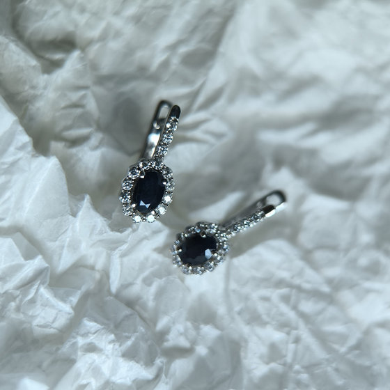 Серебряные серьги с сапфиром 2.04ct