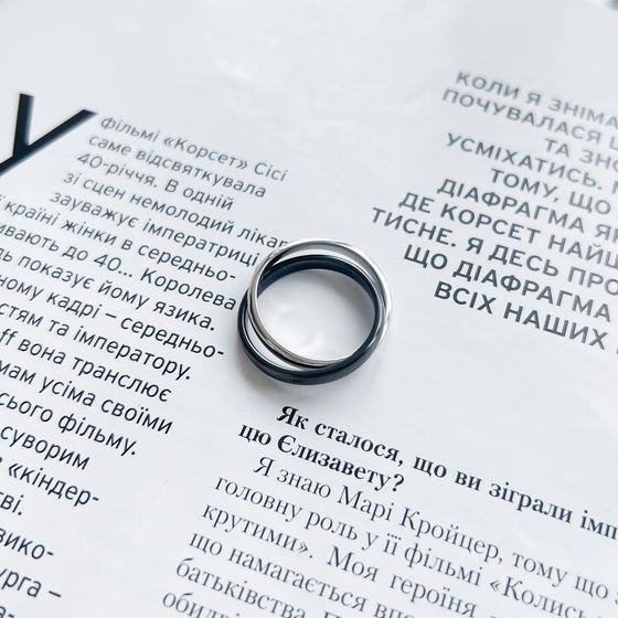 Срібна каблучка з керамікою