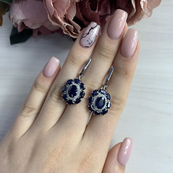 Срібні сережки з сапфіром 8.332ct