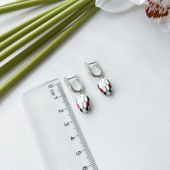 Срібні сережки з емаллю