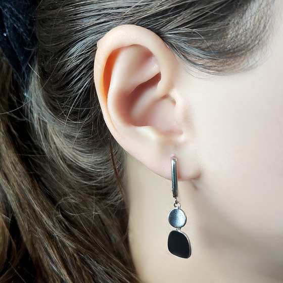 Срібні сережки з емаллю