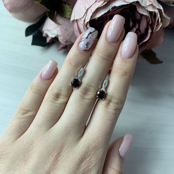 Срібні сережки з гранатом 2,184 карата