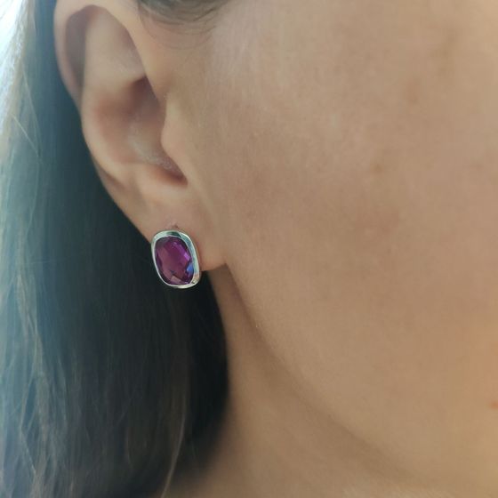 Срібні сережки з олександритом 7.567ct