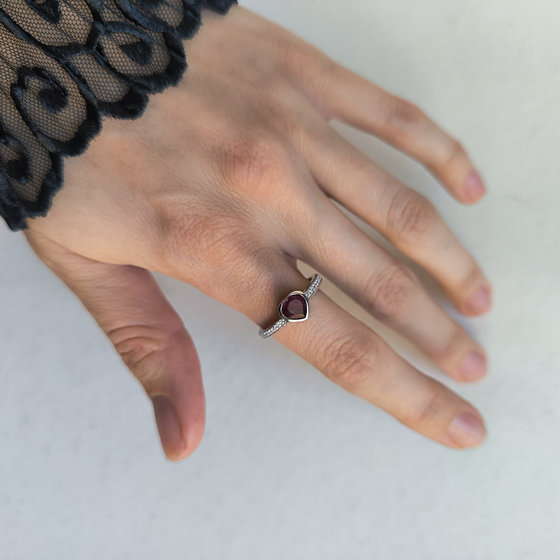 Silver ring with a 1.312ct ruby and cubic zirconia
