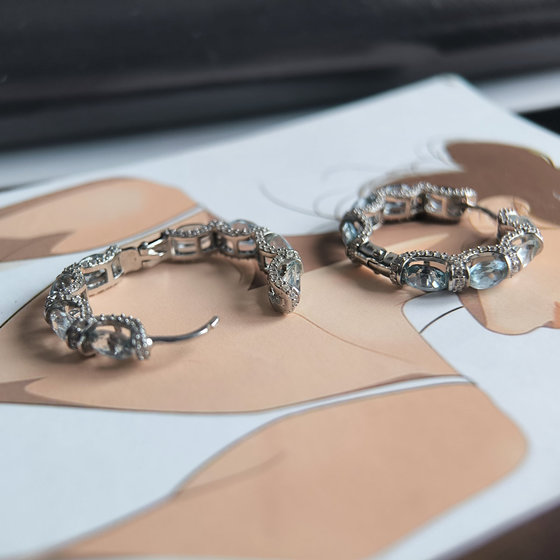 Срібні сережки з топазом 11.8ct, фіанітами