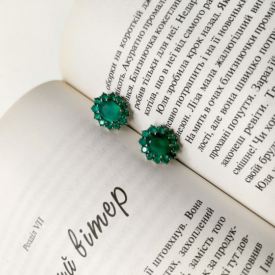 Срібні сережки з агатом 6,913 карата