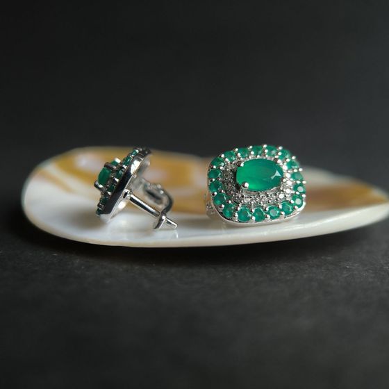 Срібні сережки з агатом 3.033ct