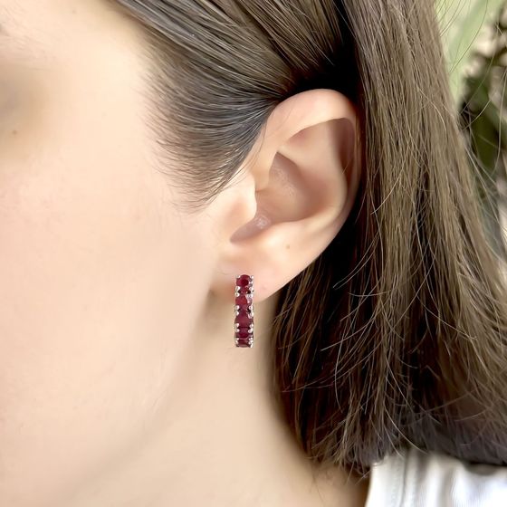 Серебряные серьги с рубином 4.083ct