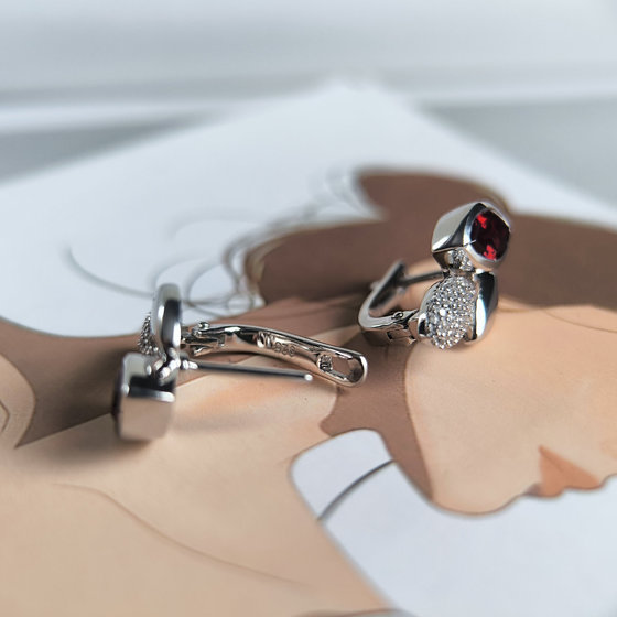 Срібні сережки з гранатом nano 2.434ct