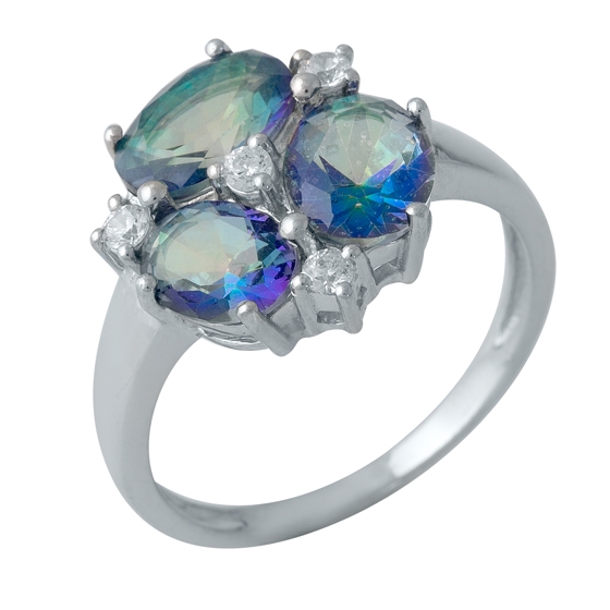 Silver ring with a mystic topaz