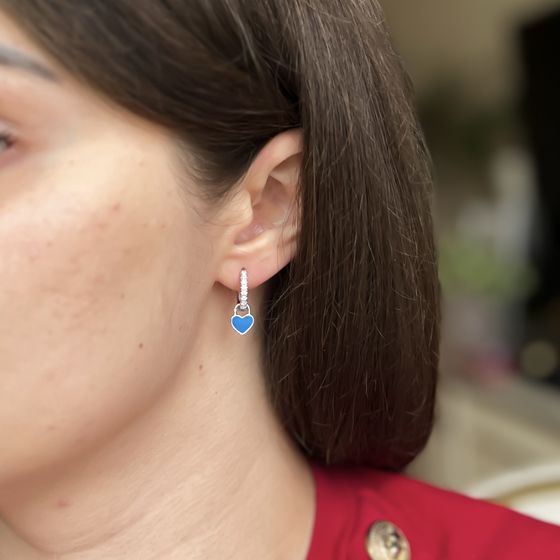 Срібні сережки з емаллю, фіанітами