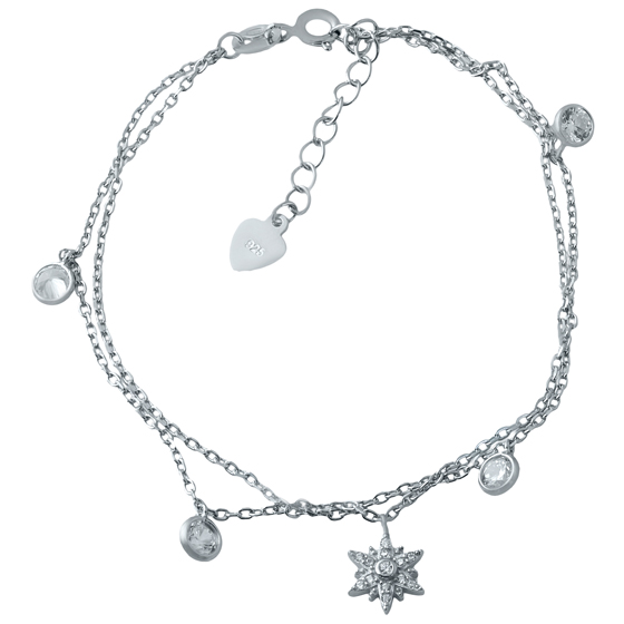 Silver bracelet with cubic zirconia