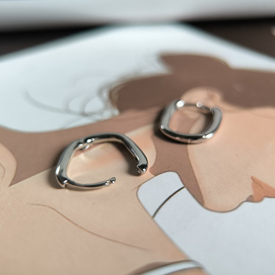 Silver earrings without stones