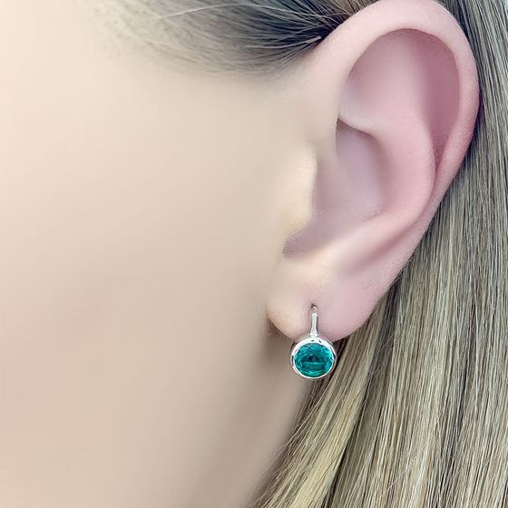 Серебряные серьги с изумрудом nano 1.225ct