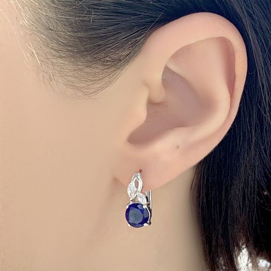 Срібні сережки із сапфіром nano 2.717ct