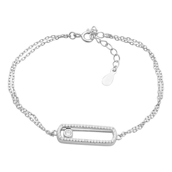 Silver bracelet with cubic zirconia