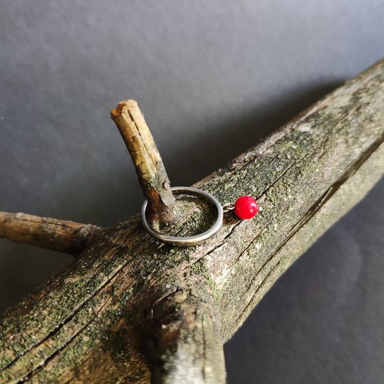 Silver ring with coral