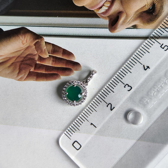 Срібна підвіска з агатом 1.017ct, фіанітами