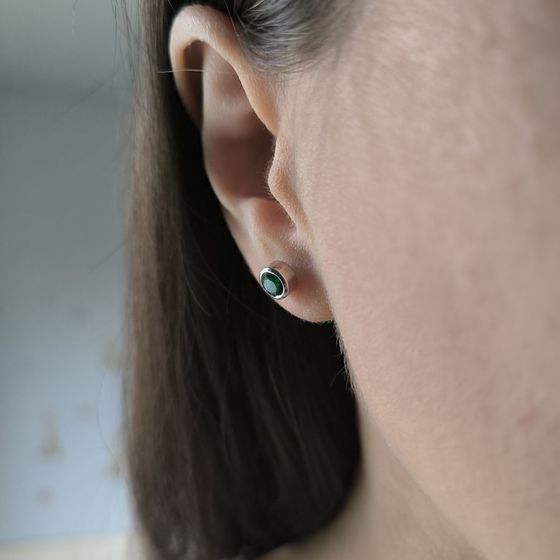 Срібні сережки зі смарагдом nano 0.77ct