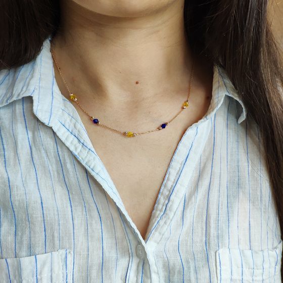 Золотое колье с фианитами 2ct