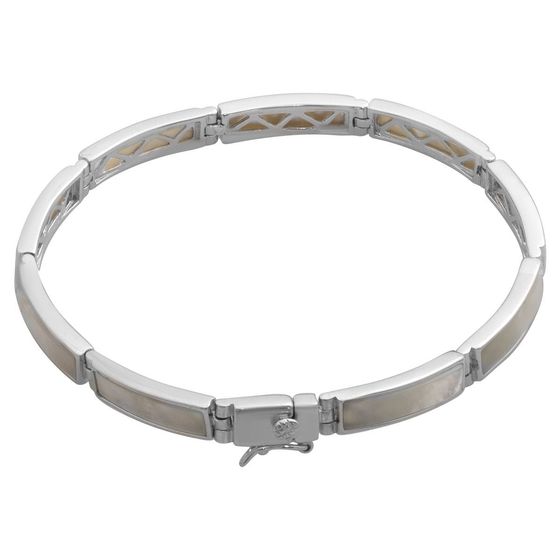 Silver bracelet with mother-of-pearl