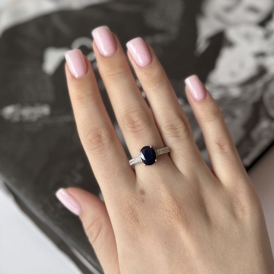 Silver ring with sapphire