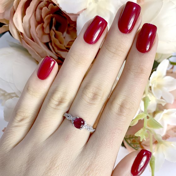 Silver ring with a ruby