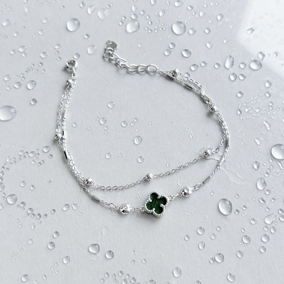 Срібний браслет з малахітом