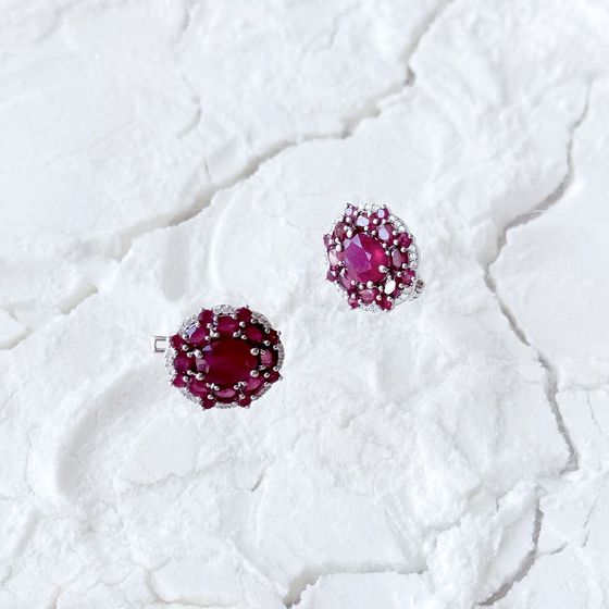 Серебряные серьги с рубином 10.471ct