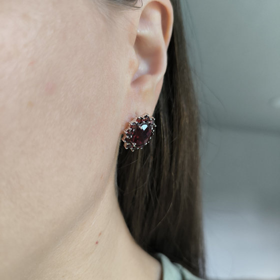 Серебряные серьги с гранатом nano 8.014ct