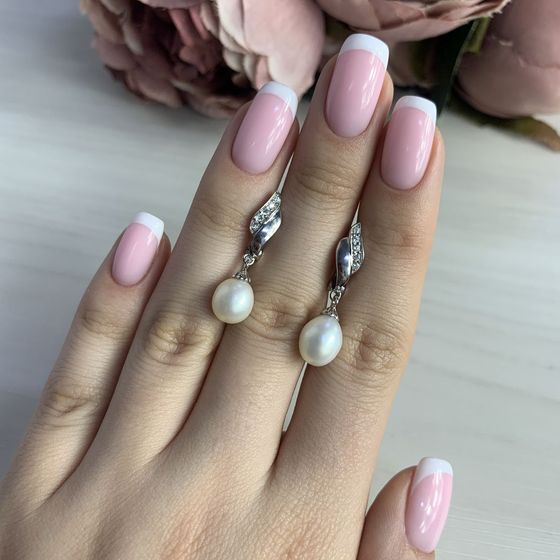 Срібні сережки з перлами 6.5ct