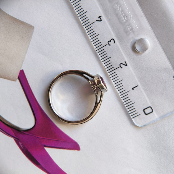 Silver ring with a 1.312ct ruby and cubic zirconia