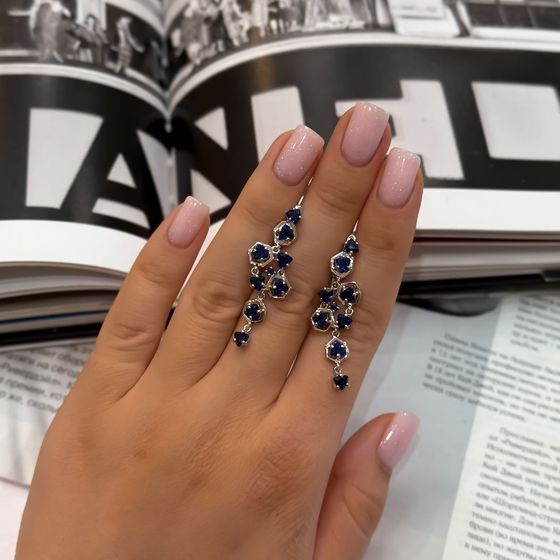 Silver earrings with sapphire nano 3.155ct