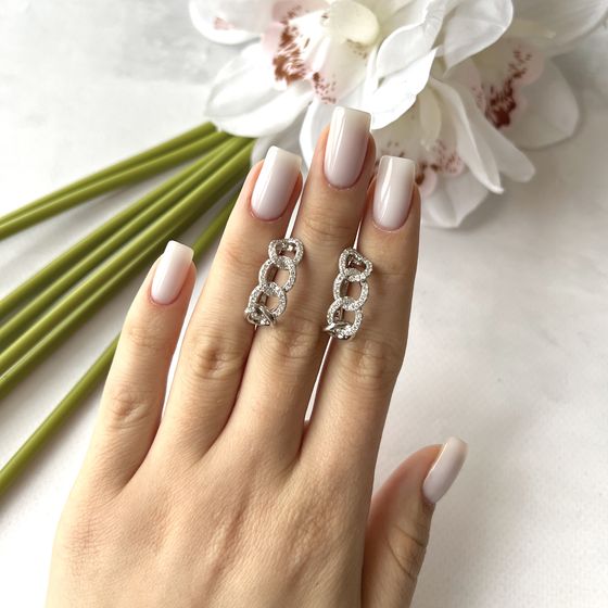 Срібні сережки з фіанітами