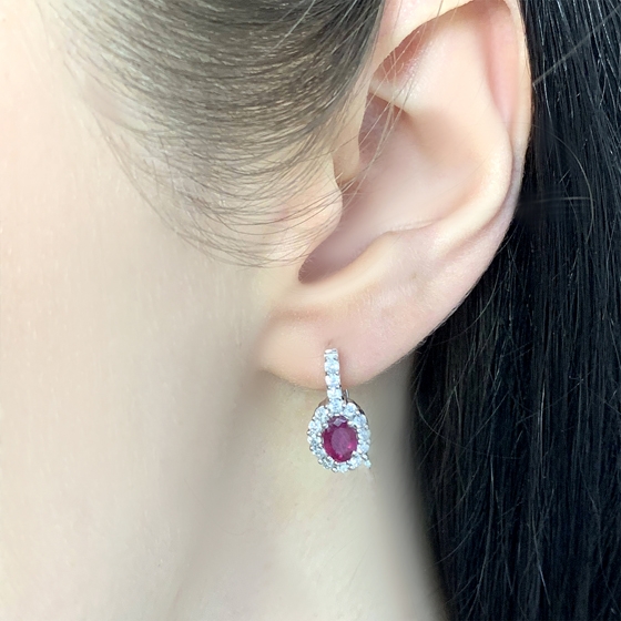 Серебряные серьги с рубином 2.308ct