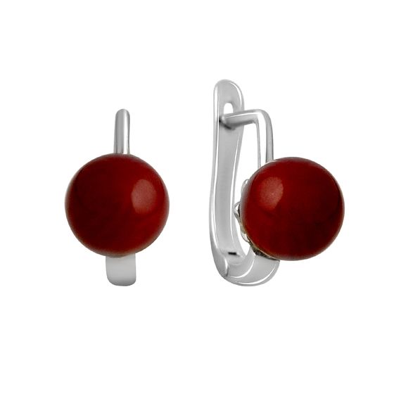 Silver earrings with coral