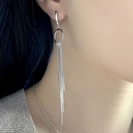 Silver earrings without stones