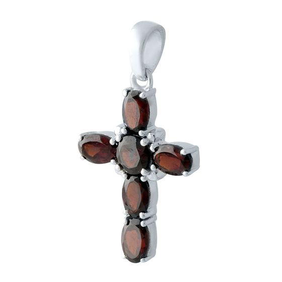 Silver cross with a garnet