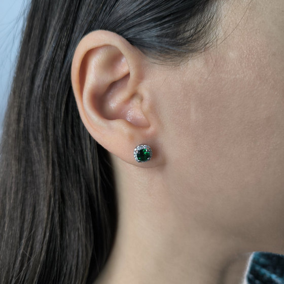 Срібні сережки з смарагдом nano 1.43ct