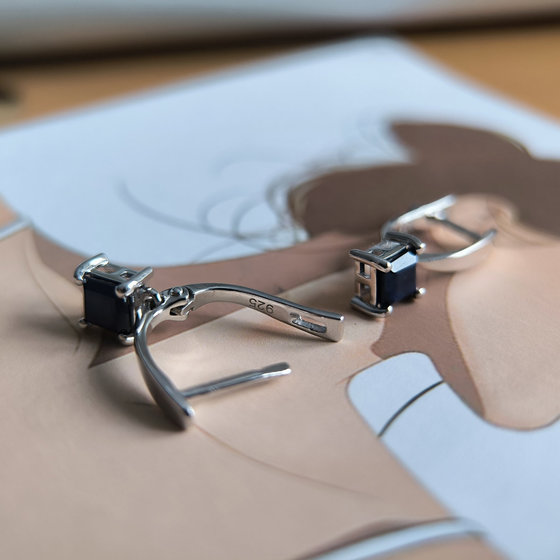 Срібні сережки з сапфіром 1.528ct