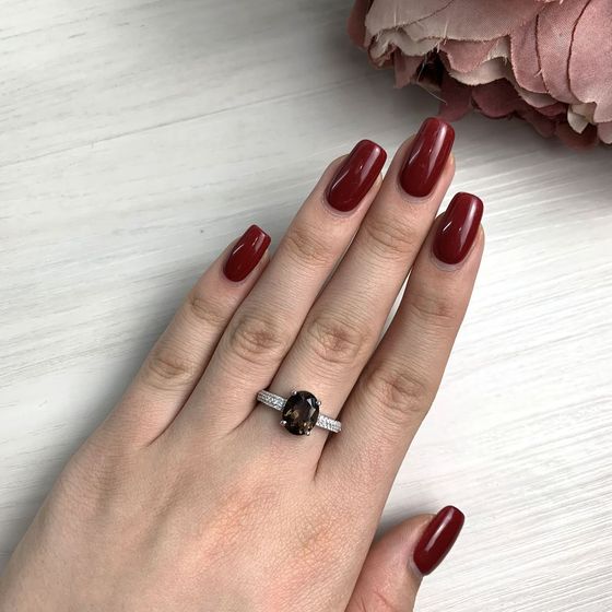 Срібна каблучка з раухтопазом (димчастим кварцом)