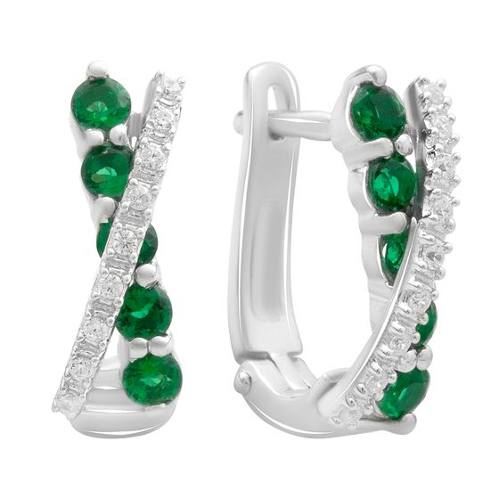 Срібні сережки зі смарагдом nano 1.152ct