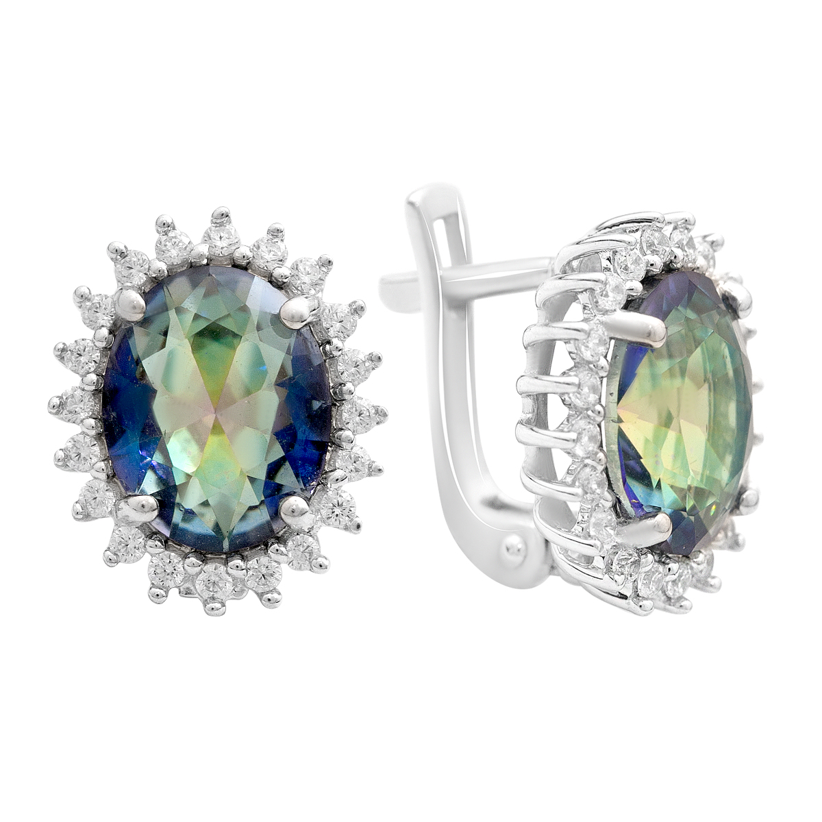 Silver earrings with mystic topaz 4.228ct